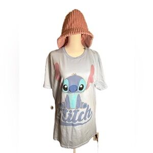Disney Lilo & Stitch Women’s T-Shirt Size M Blue Matching Lilac Bucket Hat Set
